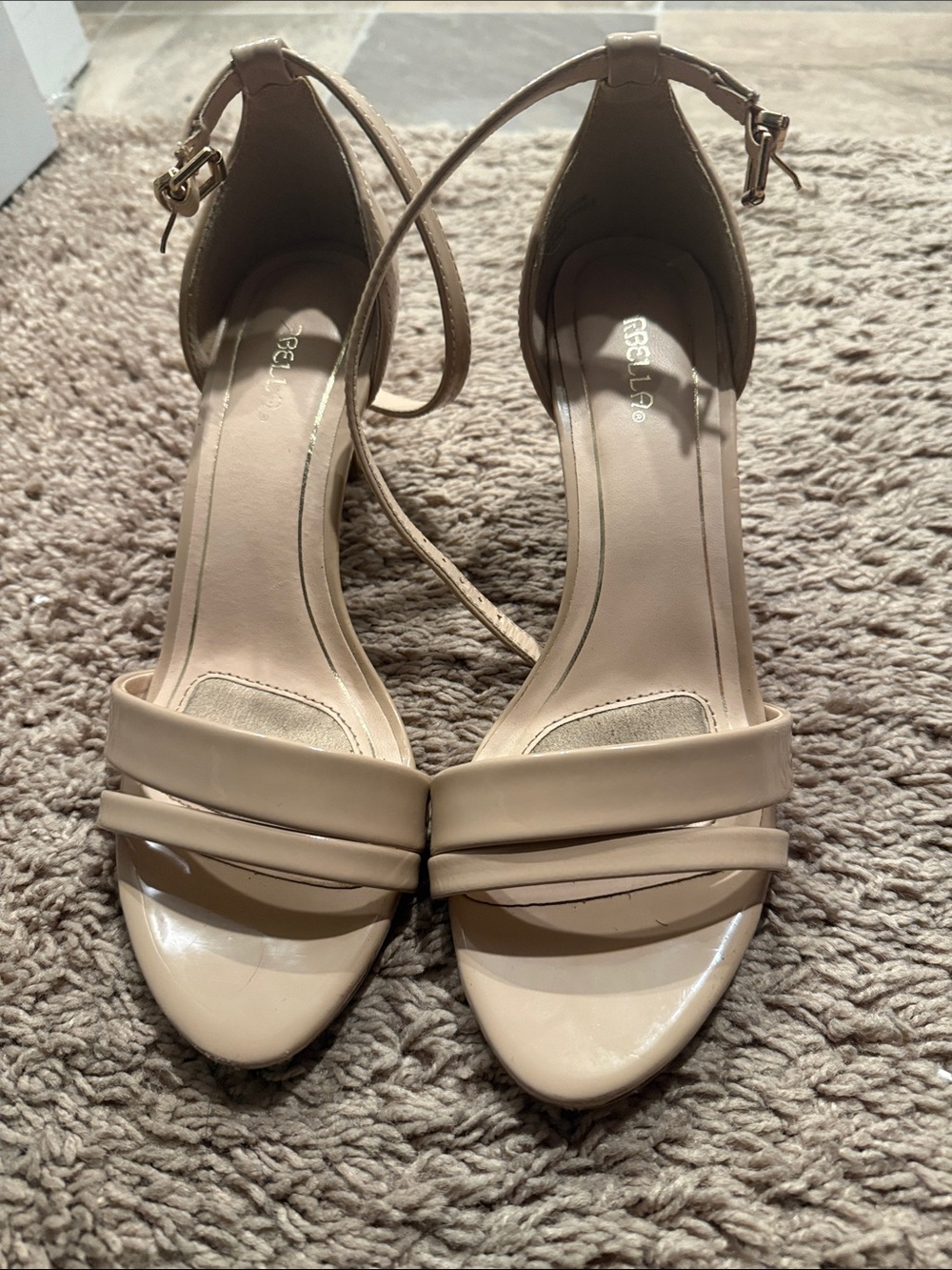 Neutral Beige Ankle-Strap Open-Toe Heels